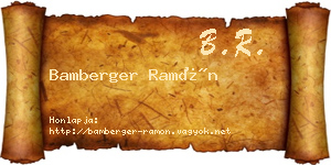 Bamberger Ramón névjegykártya